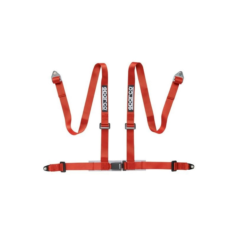 Harnais SPARCO 4 points fixations par pattes boulonnées rouge