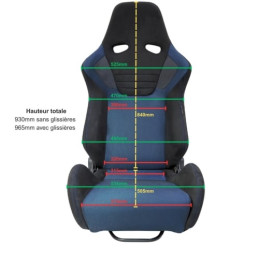Siège baquet réglable Apex tissu noir/gris
